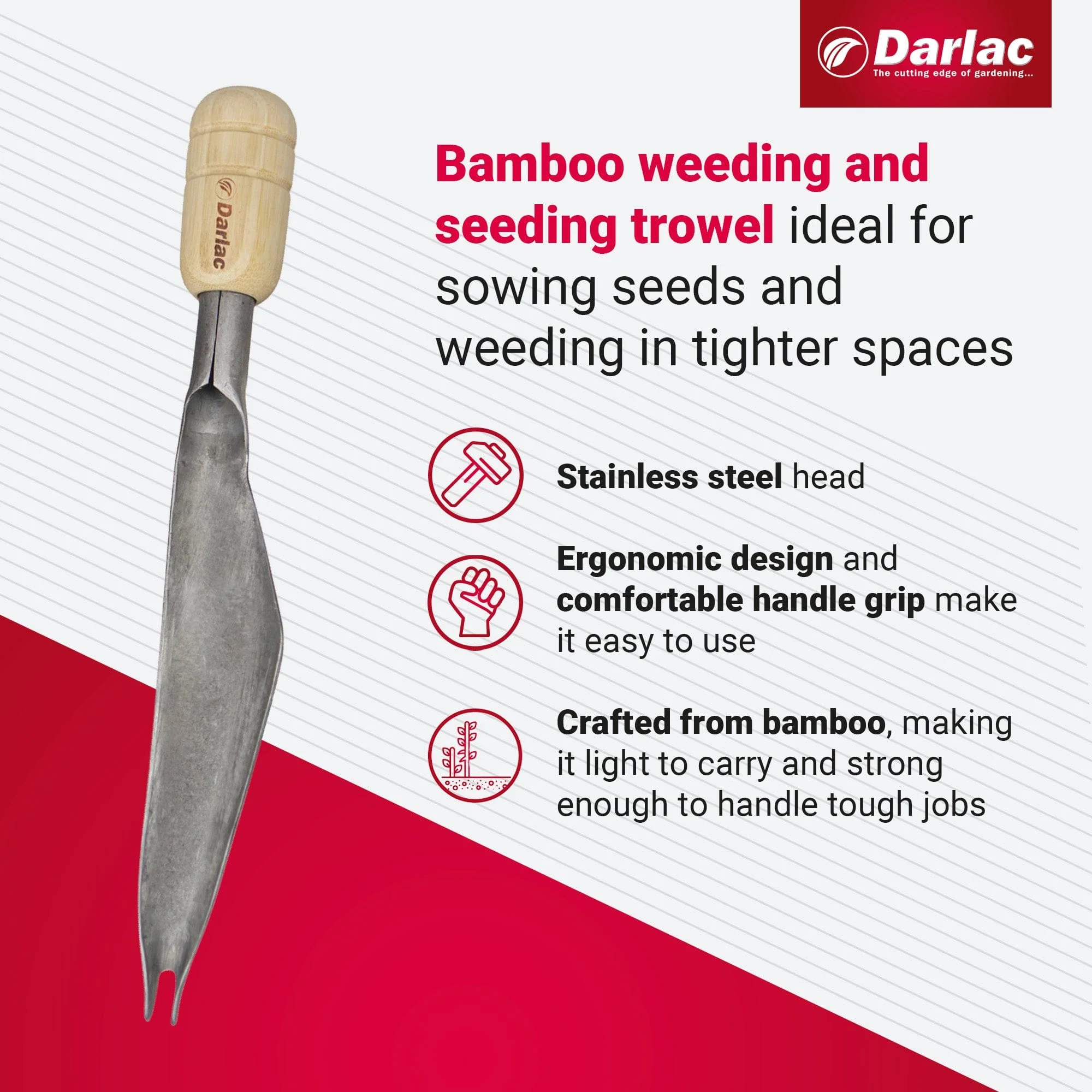 Darlac Bamboo Weeding & Seeding Trowel - Image 3