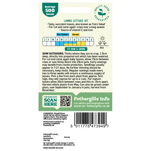 Lambs Lettuce Vit Vegetable Seeds - Image 2