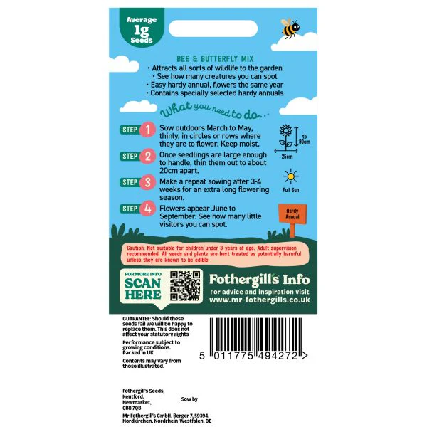 Little Gardeners Bee & Butterfly Mix Seeds - Image 2
